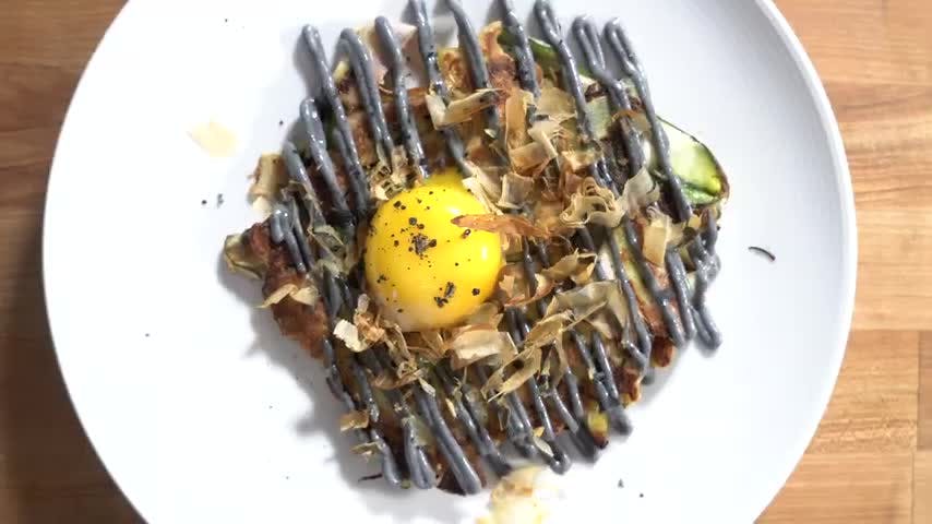 Picture for Asparagus Japanese Pancake Okonomiyaki.